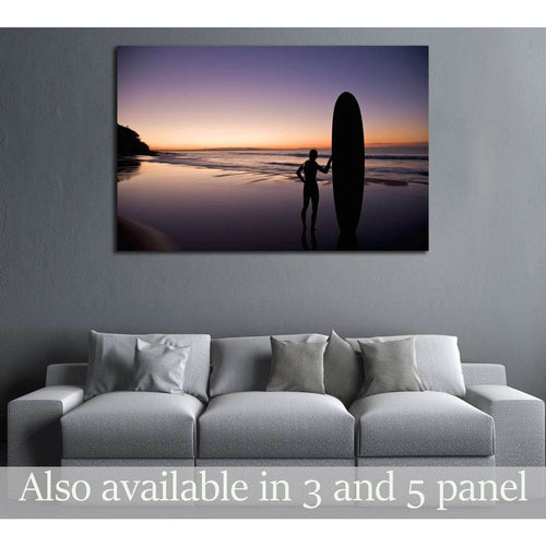 Surfer at sunset on the Sunshine Coast Queensland Australia №3256 Ready to Hang Canvas Print