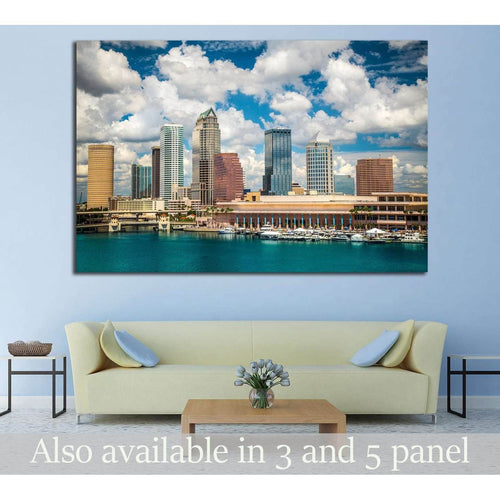 Tampa Florida skyline with sun and clouds №1677 Ready to Hang Canvas Print