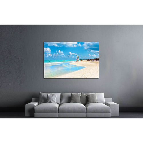 The famous beach of Varadero in Cuba with a calm turquoise ocean №2691 Ready to Hang Canvas Print