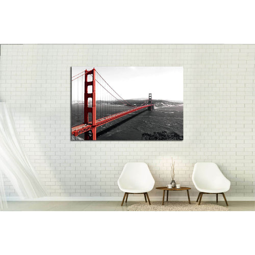 The Golden Gate Bridge on a monochromatic background №2607 Ready to Hang Canvas Print