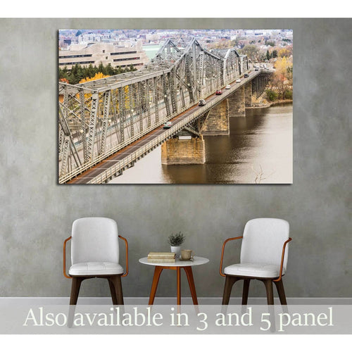 The Royal Alexandra Interprovincial Bridge is a steel truss cantilever bridge spanning the Ottawa River between Ottawa, Ontario and Gatineau, Quebec, Ottawa, Canada №2020 Ready to Hang Canvas Print