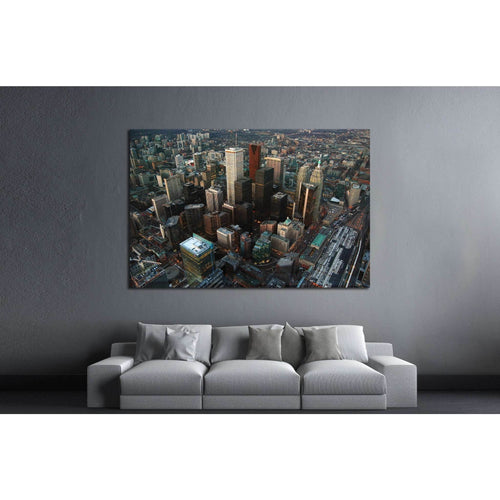 Toronto Skyline and Skyscrapers, view from CN tower, Toronto, Ontario, Canada №2019 Ready to Hang Canvas Print