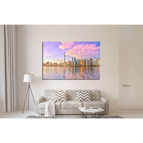 Toronto skyline at dusk in Ontario, Canada. №2059 Ready to Hang Canvas Print