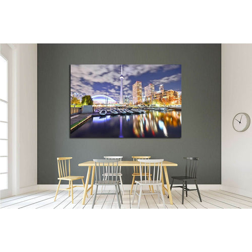 Toronto skyline at night in Ontario, Canada №2056 Ready to Hang Canvas Print