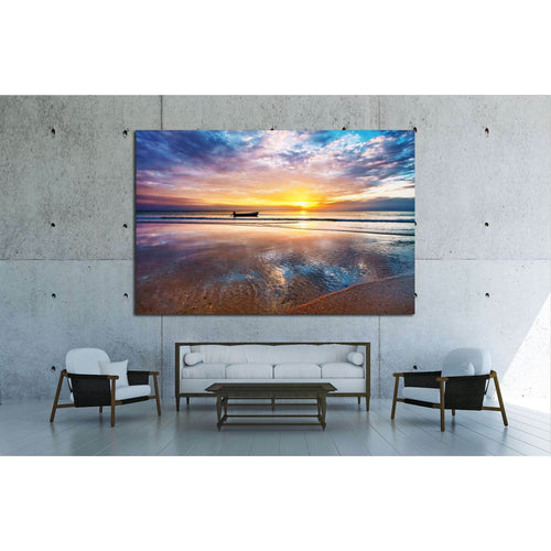 Tropical beach at beautiful sunset. Nature background №2677 Ready to Hang Canvas Print