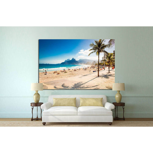 Two Brothers Mountain on Ipanema beach, Rio de Janeiro, Brazil №1317 Ready to Hang Canvas Print