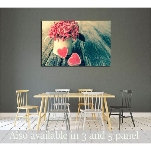 Valentines Day background with hearts and flower №2753 Ready to Hang Canvas Print