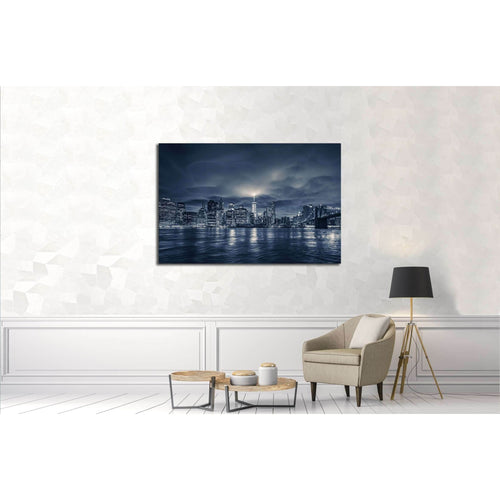 View of Manhattan at night, New York City №2997 Ready to Hang Canvas Print