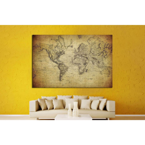 vintage map of the world №1324 Ready to Hang Canvas Print