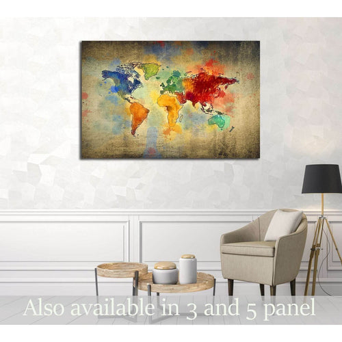 vintage world map №3221 Ready to Hang Canvas Print
