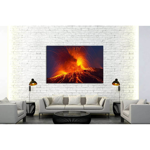 Volcano stromboli with spectacular eruptions №2923 Ready to Hang Canvas Print