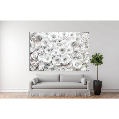 wall with paper flowers №1353 Ready to Hang Canvas Print