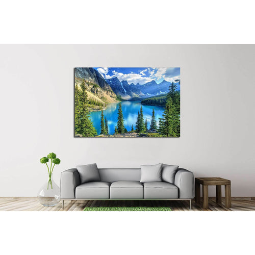 Wenkchemna Peaks Reflection on Moraine Lake, Banff, Rocly Mountain, Canada №3073 Ready to Hang Canvas Print