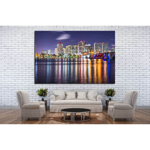 West Palm Beach, Florida nighttime skyline №1207 Ready to Hang Canvas Print