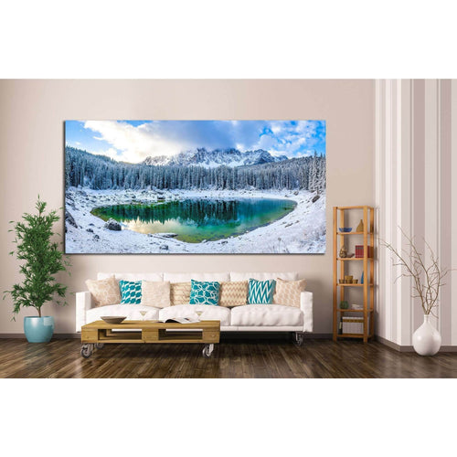 Winter mountain lake №718 Ready to Hang Canvas Print