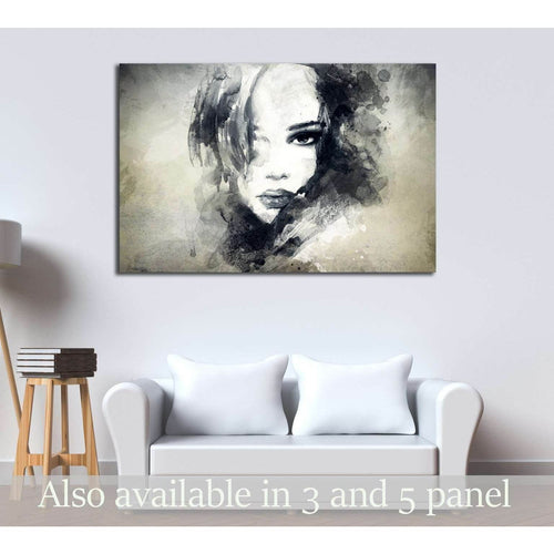 Woman face. Hand painted fashion illustration №2774 Ready to Hang Canvas Print