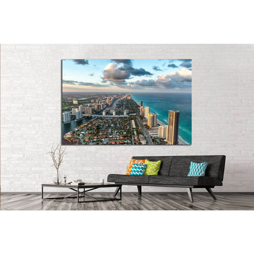 Wonderful skyline of Miami at sunset №1219 Ready to Hang Canvas Print
