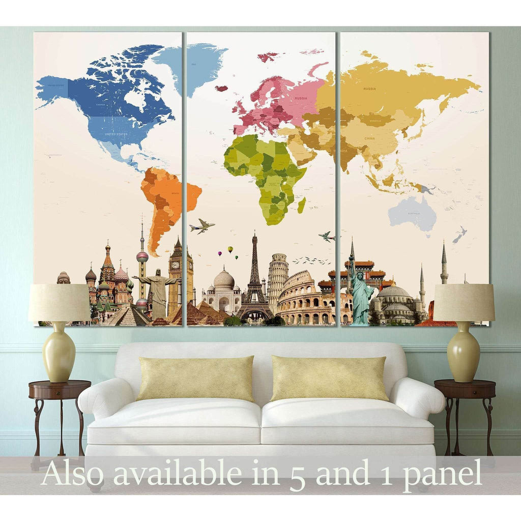 World Map №109 Ready To Hang Canvas Print Zellart Canvas Prints