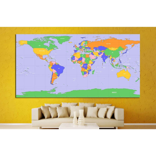 World map №1454 Ready to Hang Canvas Print