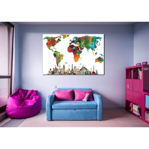 World Map №854 Ready to Hang Canvas Print
