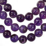 Amethyst 10mm Round Smooth Beads Deep Purple Strand 15.5"