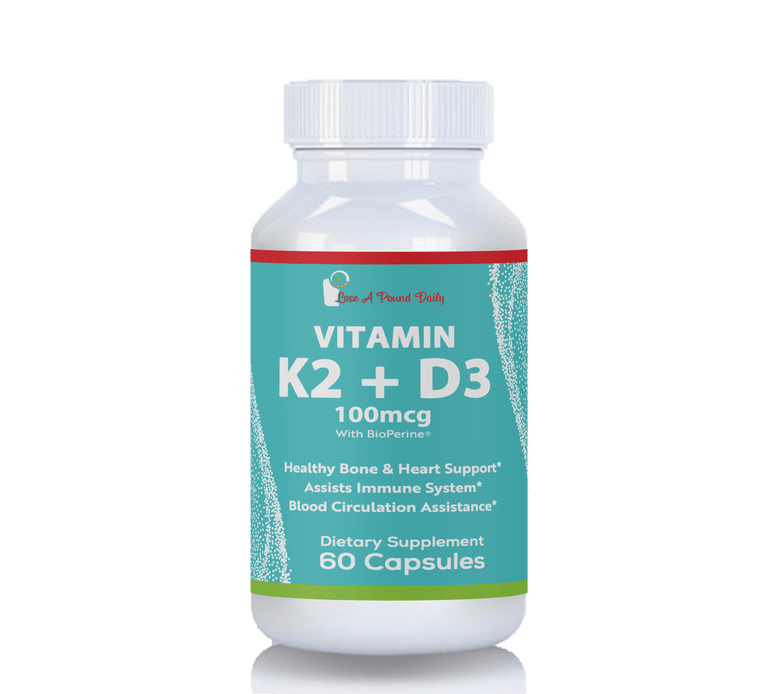 Vitamin K2 (MK7) + D3, 100mcg, 5000IU Supplement, 60 Capsules– Lose A ...