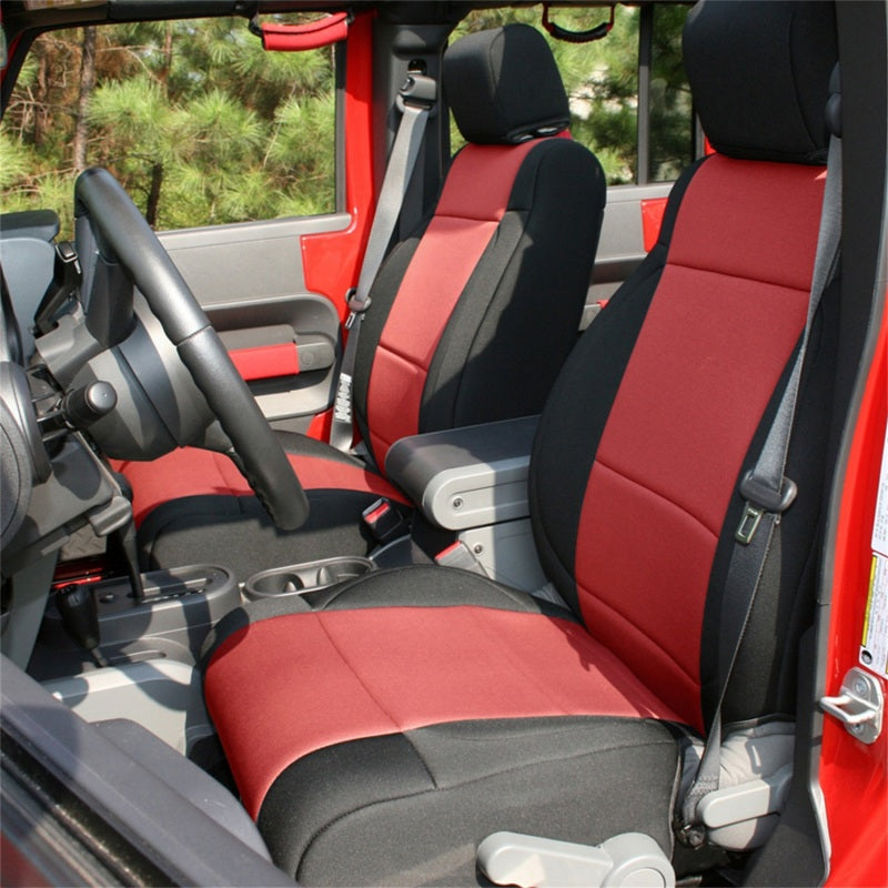 Rugged Ridge Seat Cover Kit Black/Red 07-10 Jeep Wrangler JK 4dr | Race  Ready Fabrication