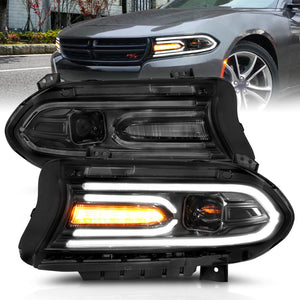 ANZO 2015-2018 Dodge Charger Projector Headlights Plank Style Black | Race  Ready Fabrication