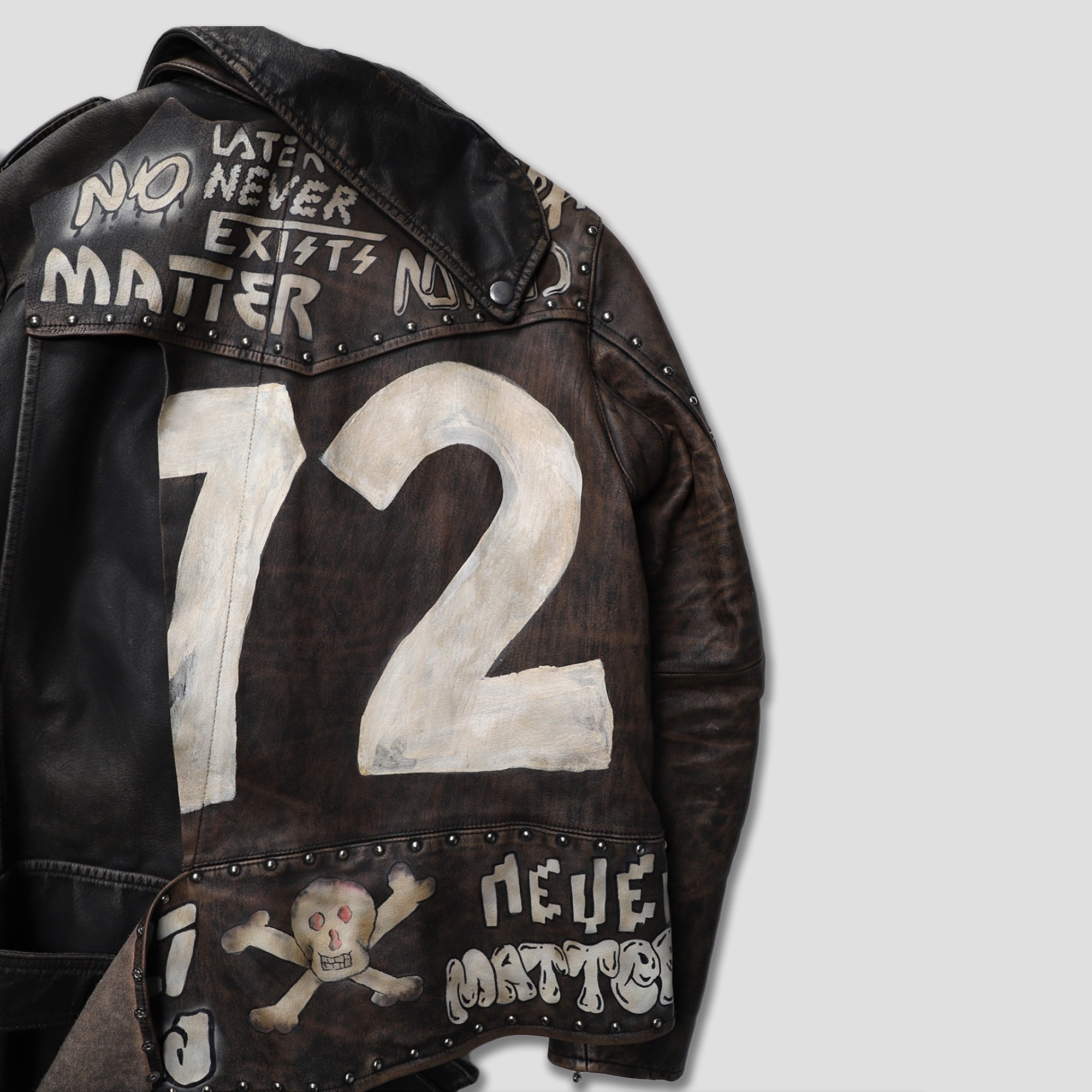 PAINTED BIKER JACKET - BROWN