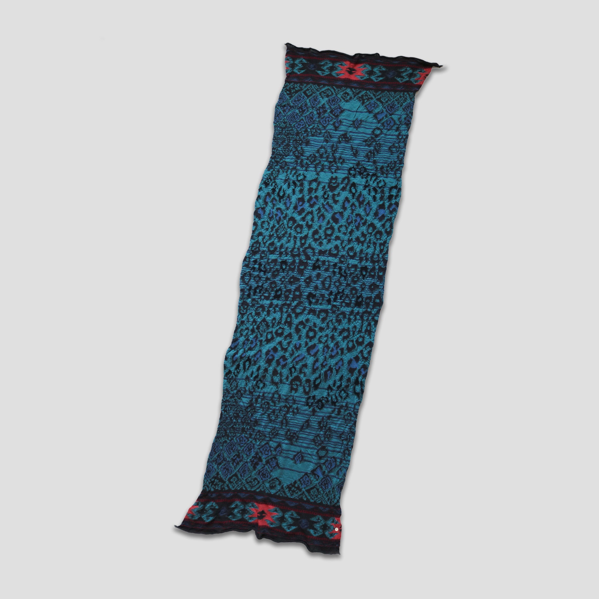 COMPRESSED WOOL SCARF (LEOPARD) - BLUE