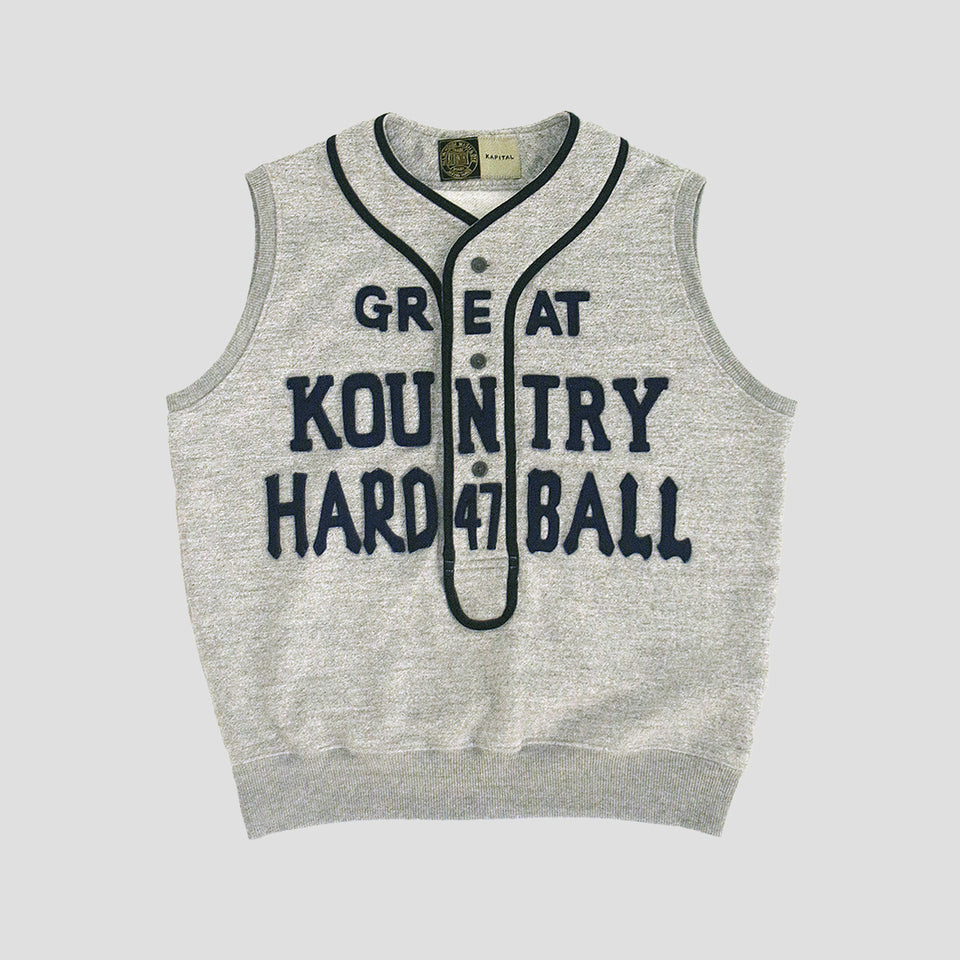 KAPITAL - SWEAT KNIT BASEBALL HENLEY VEST (GREAT KOUNTRY