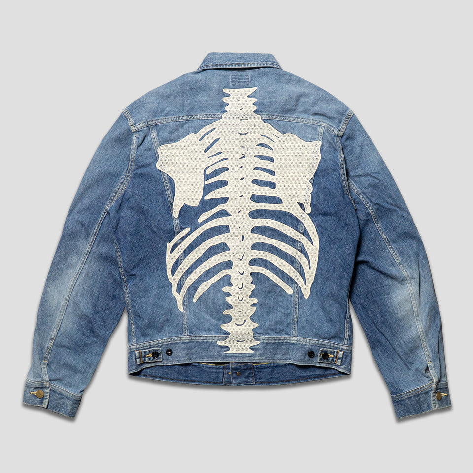 11.5oz DENIM JACKET SKELTON EMBROIDERY