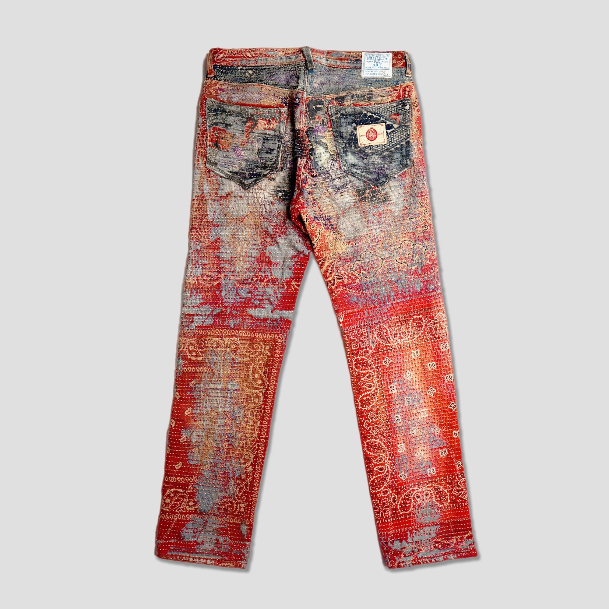 PROLETA RE ART - BORO x SASHIKO CRAZY DISTRESSED JEANS