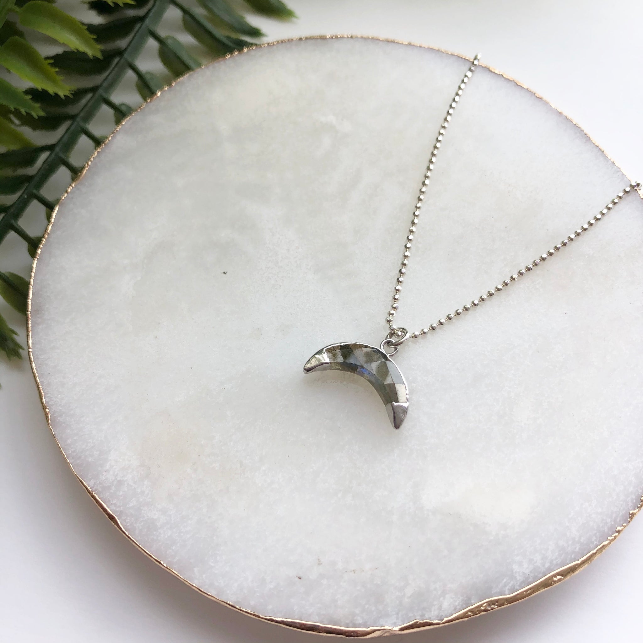 double horn necklace silver