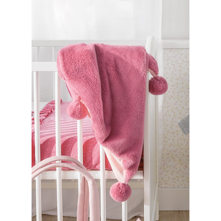 Juniors Suede Pom-Pom Detail Plush Blanket - 76x102 Cms, Babies