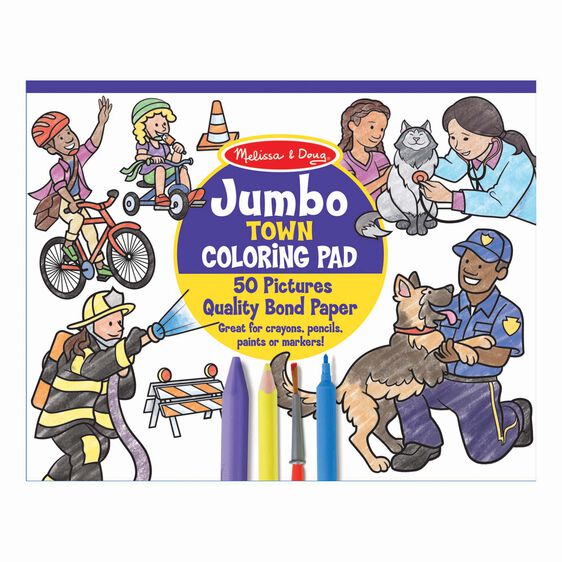 Jumbo 50-Page Kids' Coloring Pad - Horses, Hearts, Flowers, and More