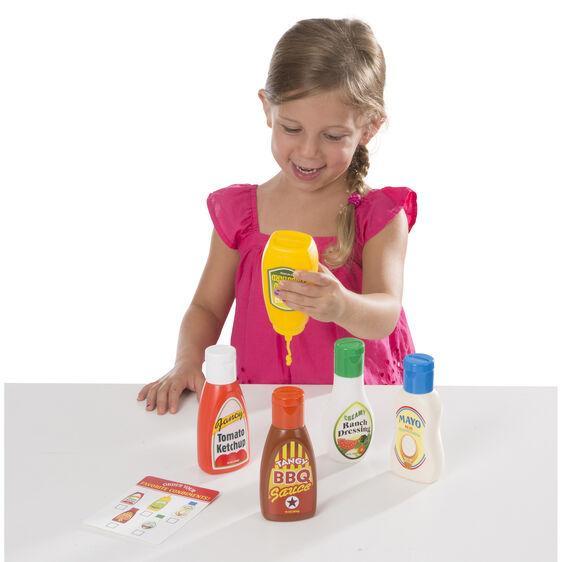 Melissa & Doug Condiments Play Set (6 pcs) - Play Food, Stainless Steel  Caddy