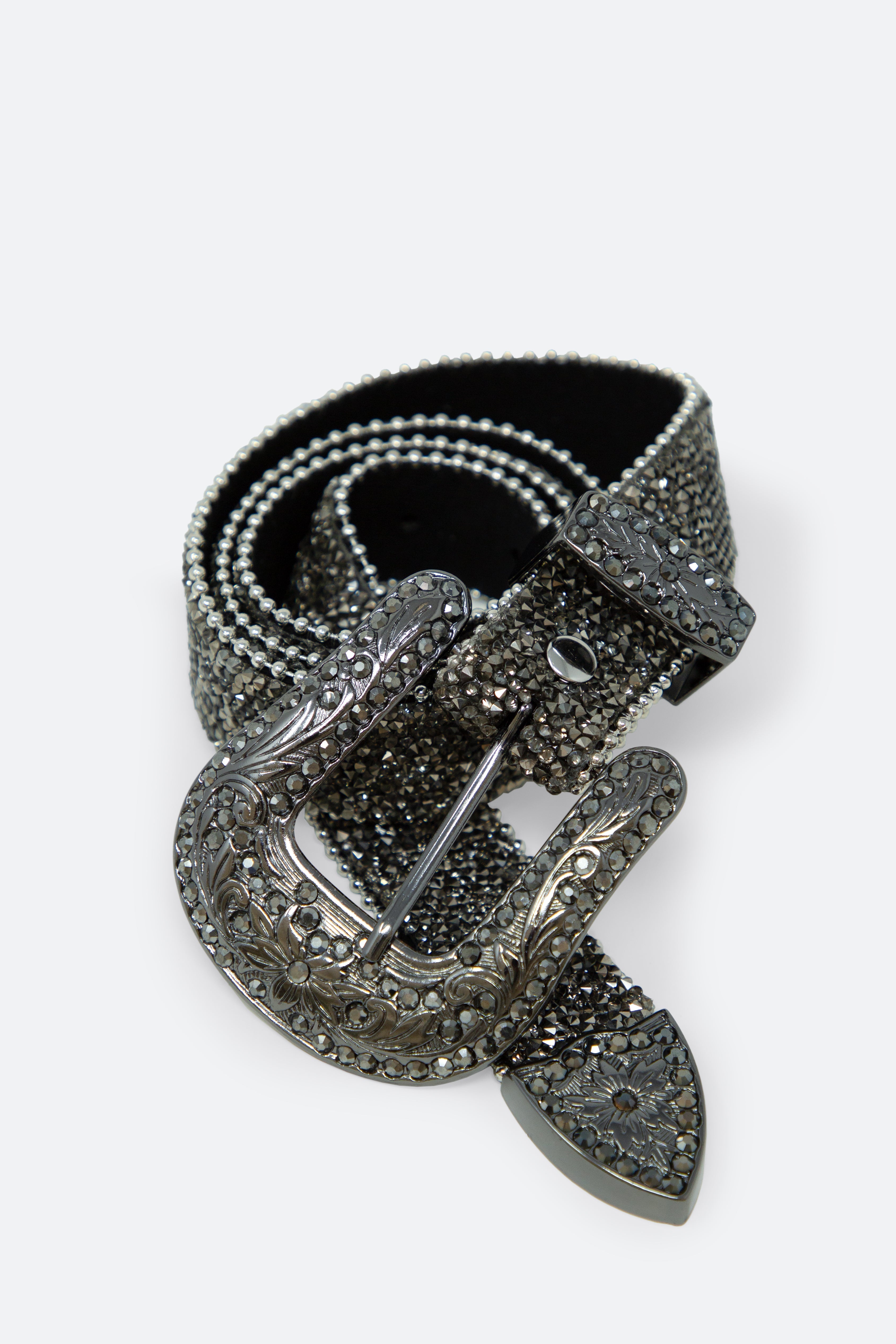 Men's Rhinestone Studded Belt - Black / M/L | mnml