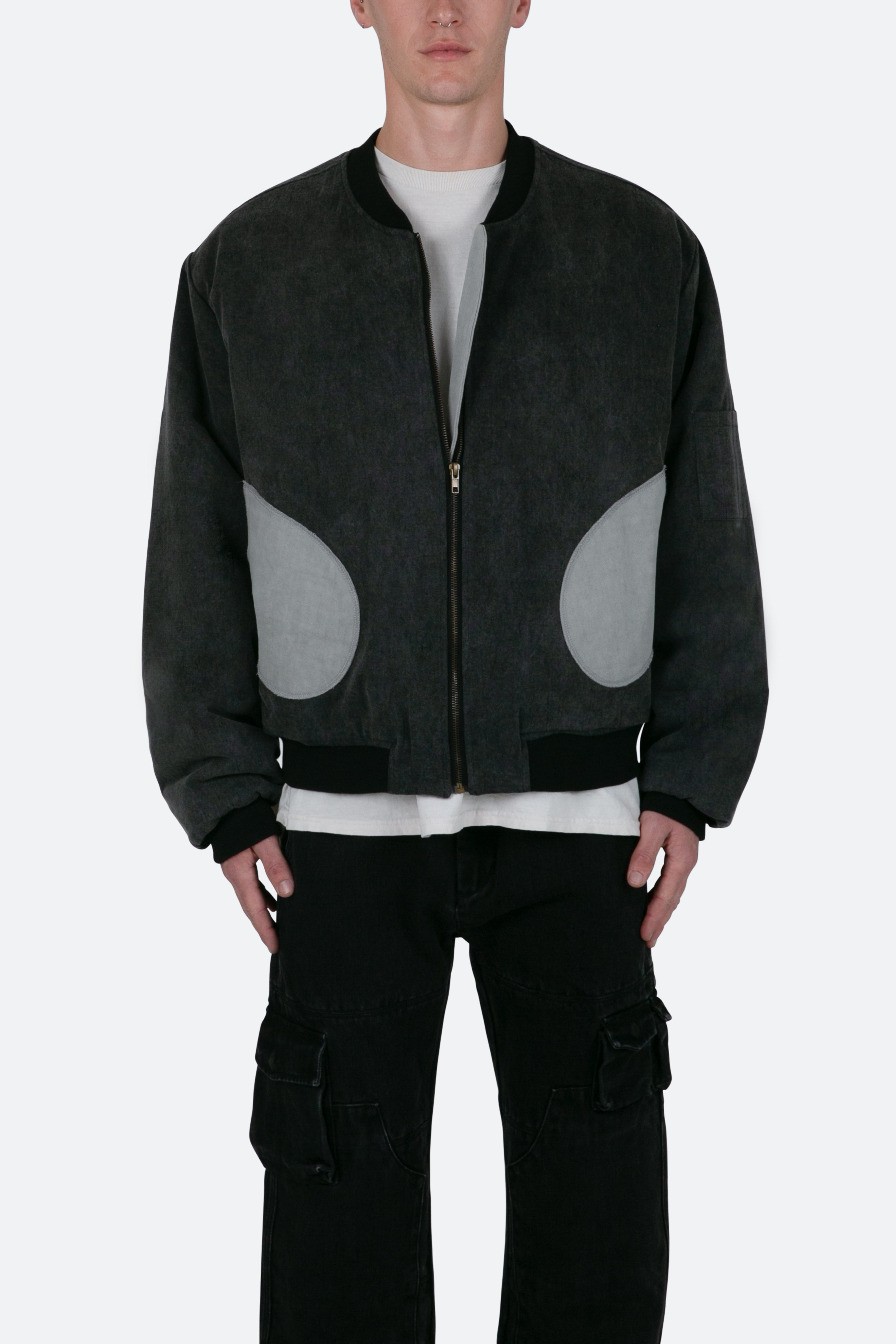 Distressed Bomber Jacket - Charcoal Grey