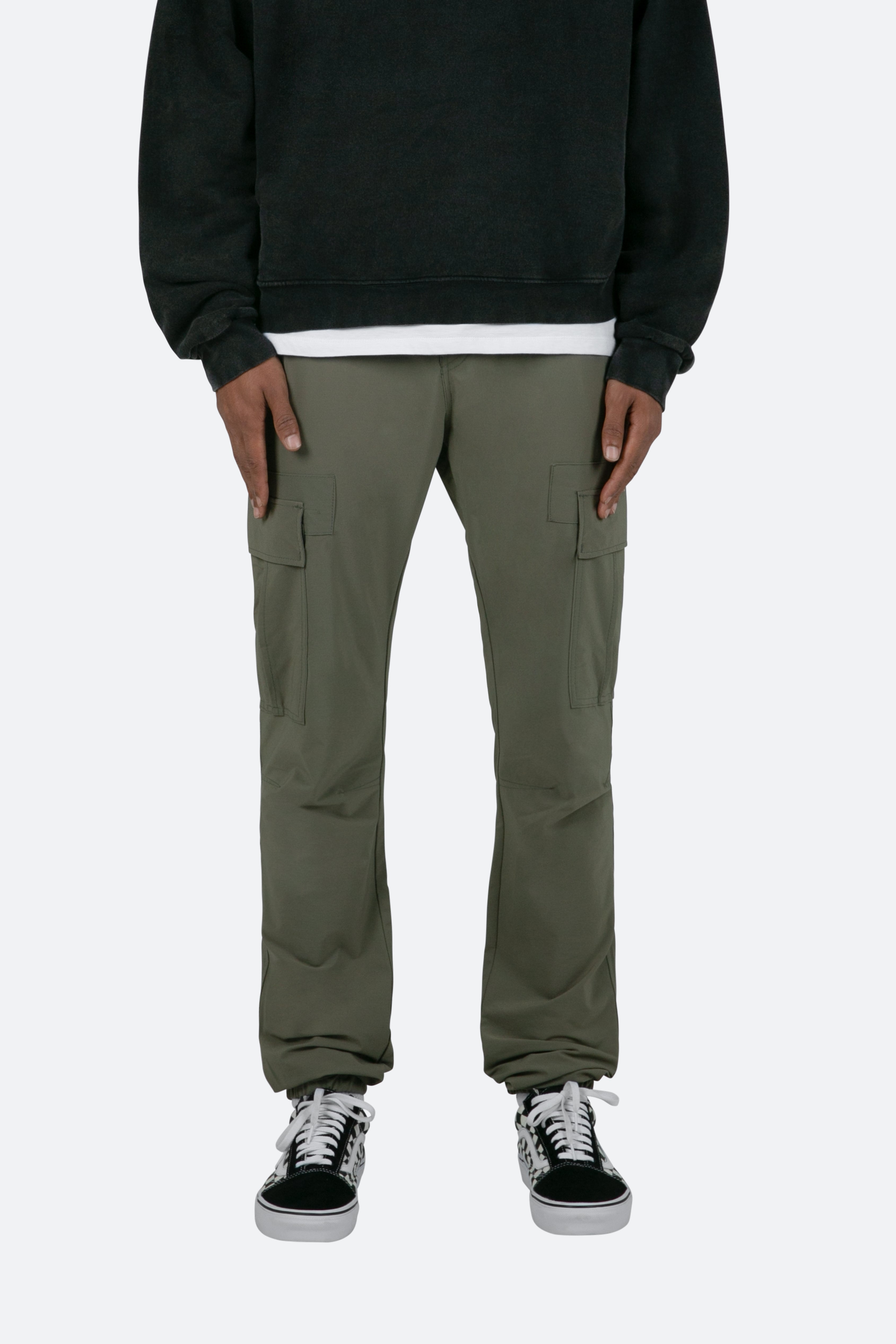 Drawcord Nylon Cargo Pants - Green