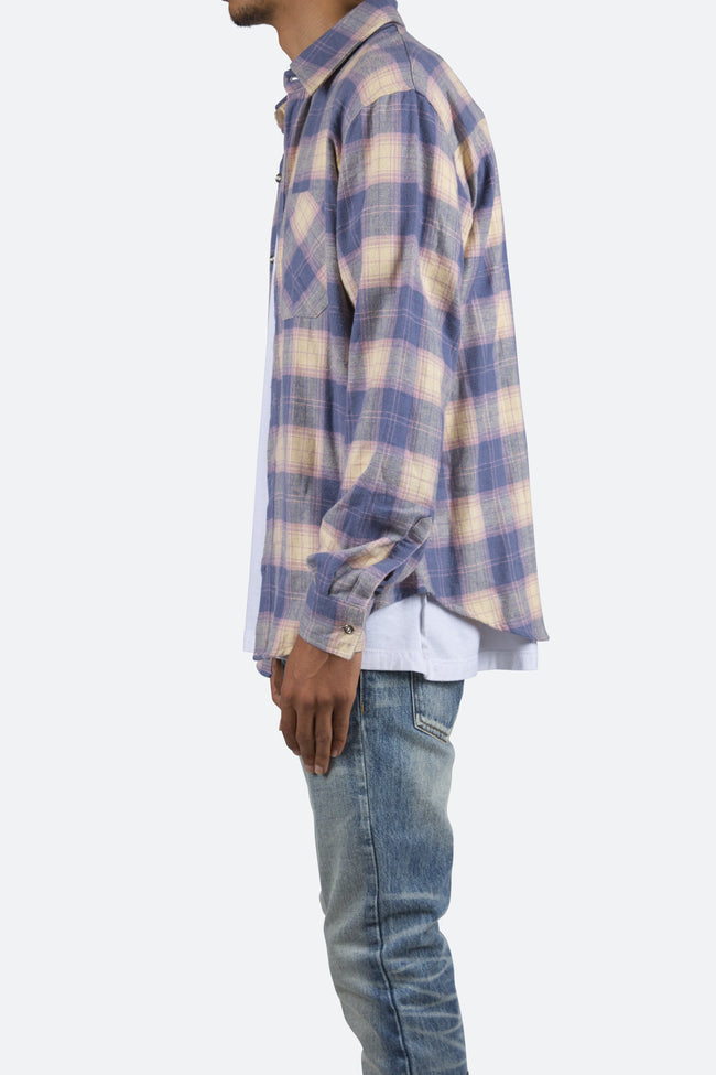 Metal Button Flannel - Blue/Yellow | mnml | shop now
