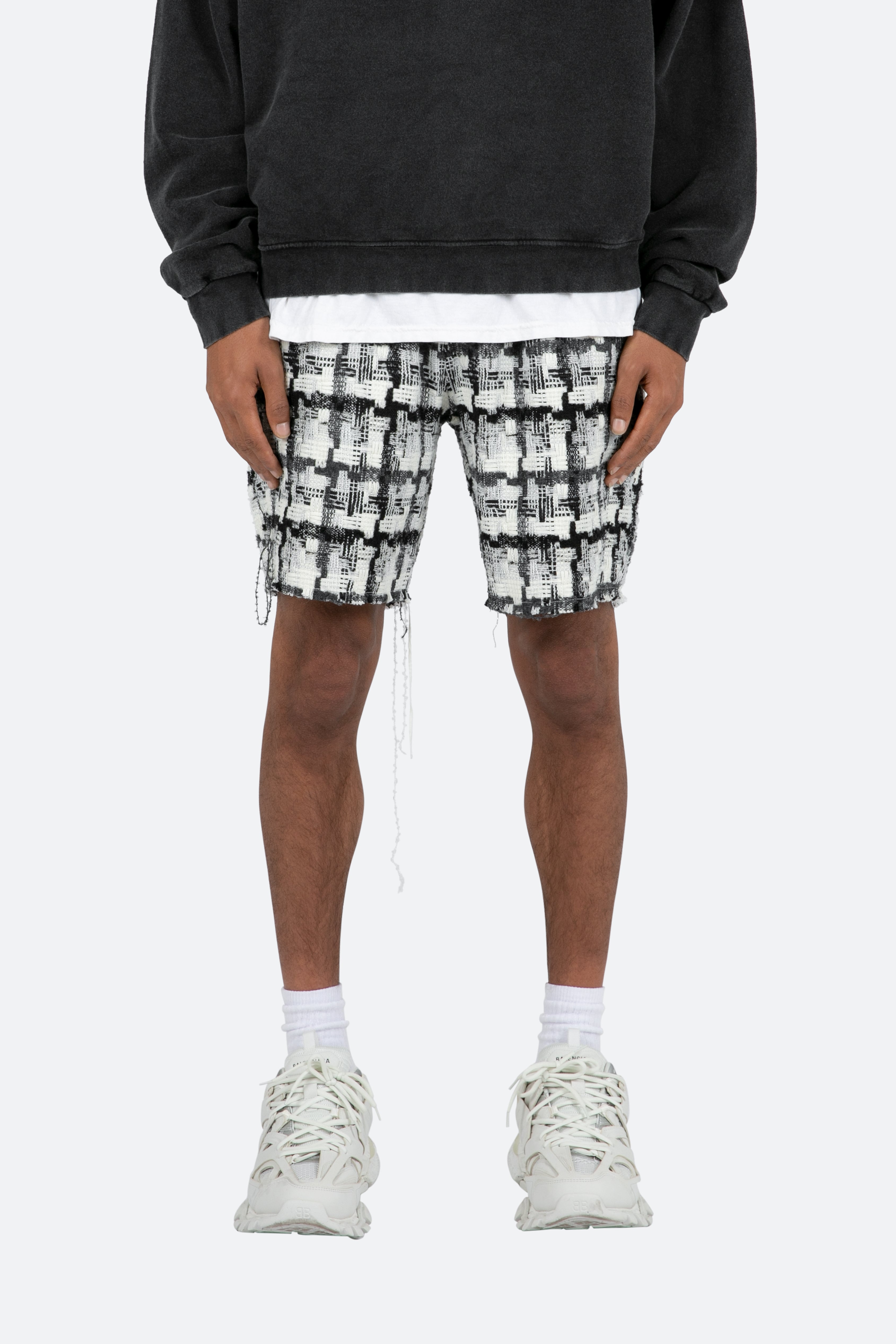 Raw Edge Shorts - Black/White