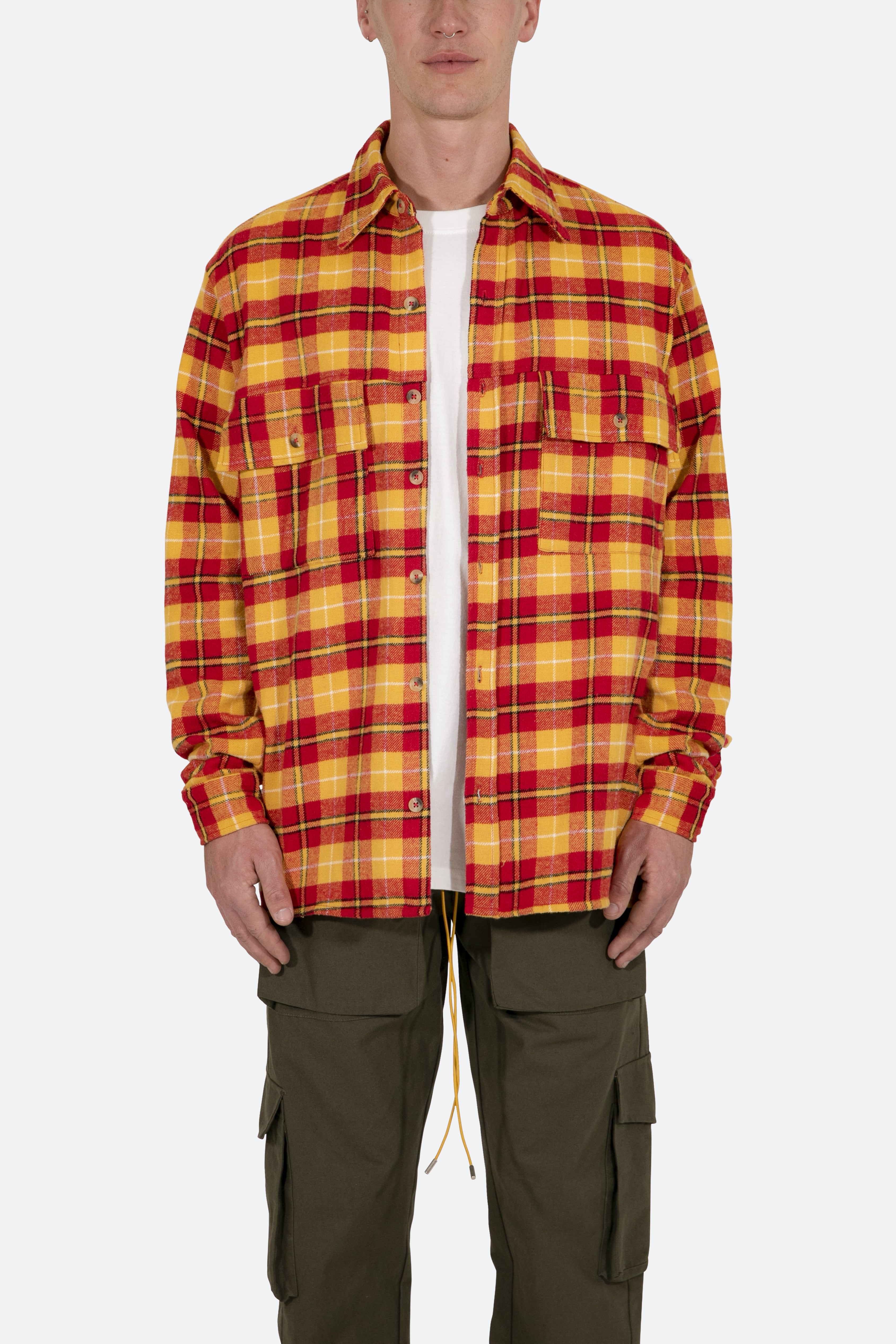 Heavyweight Woven Flannel - Navy/Green | mnml | shop now