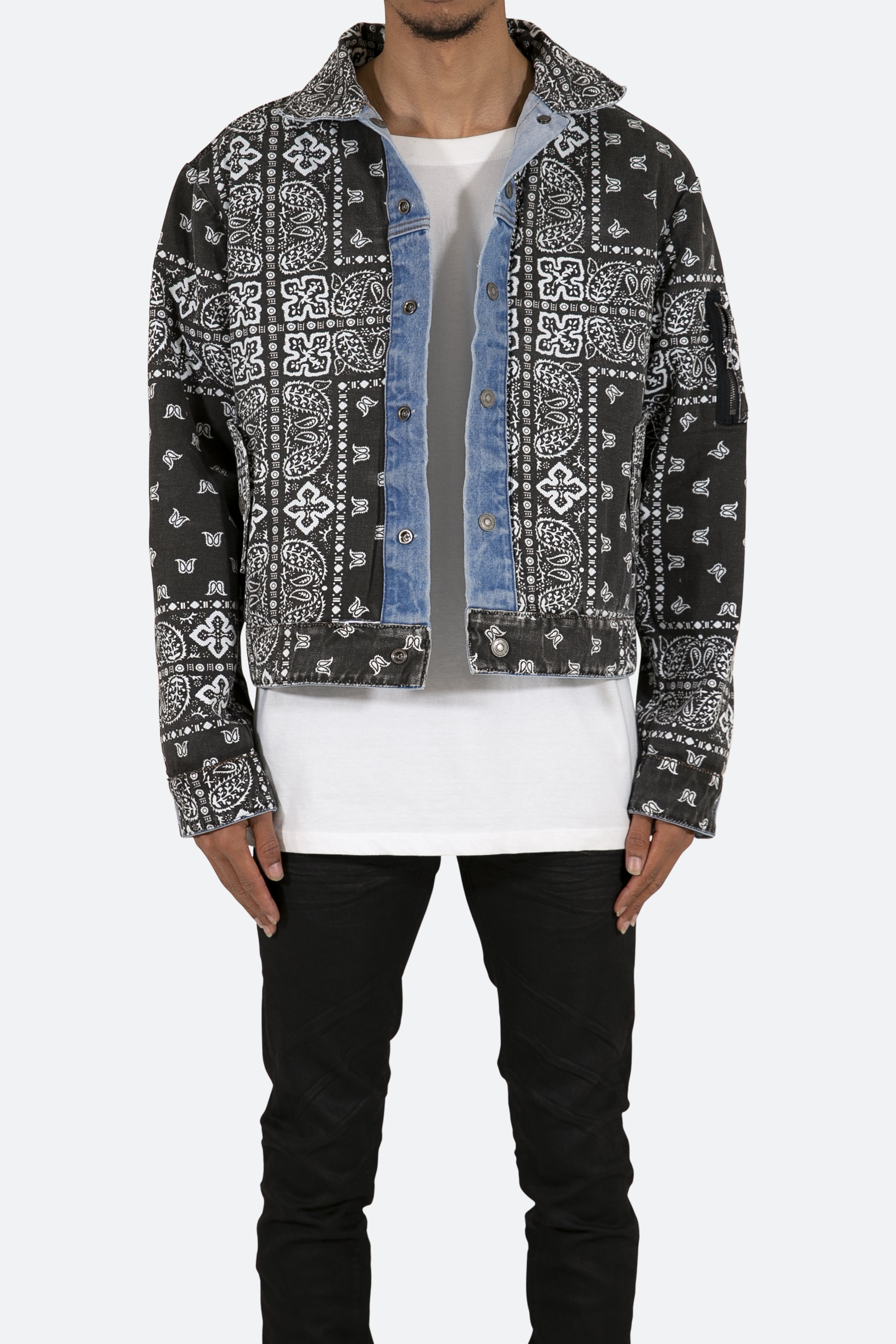 Black Bandana Reversible Zip Up Puffer Jacket