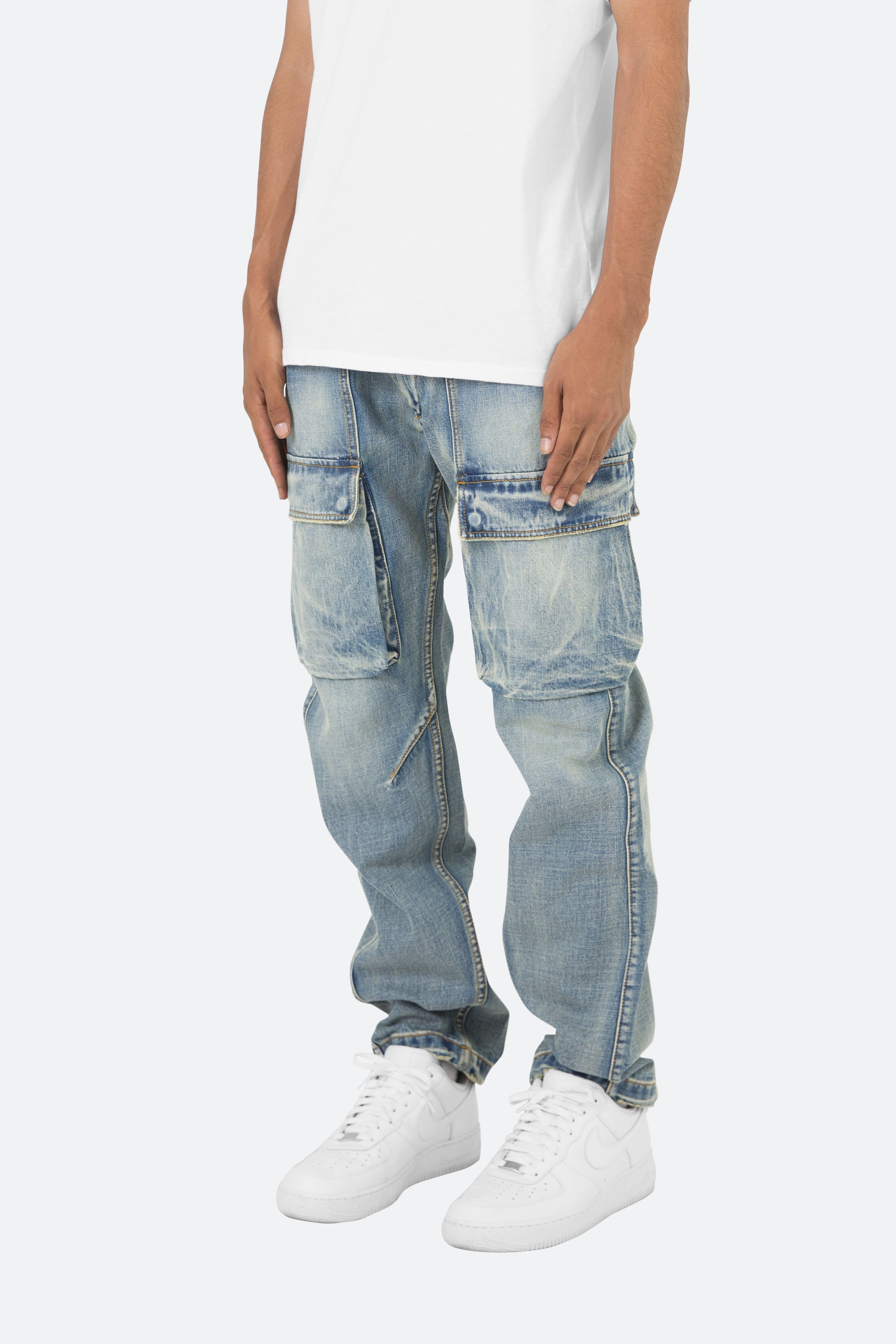 V216 Cargo Baggy Denim - Vintage Blue