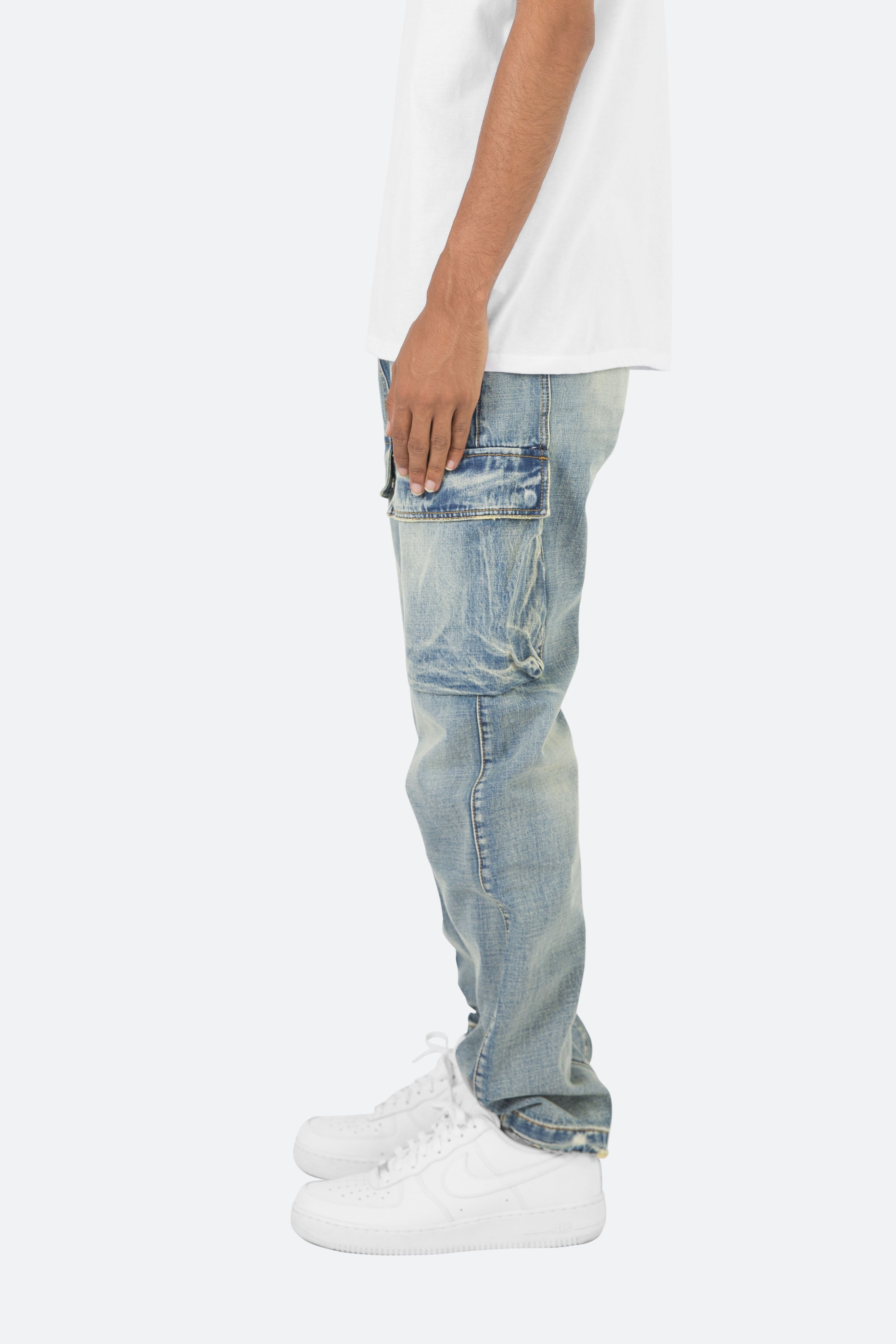 V216 Cargo Baggy Denim - Vintage Blue