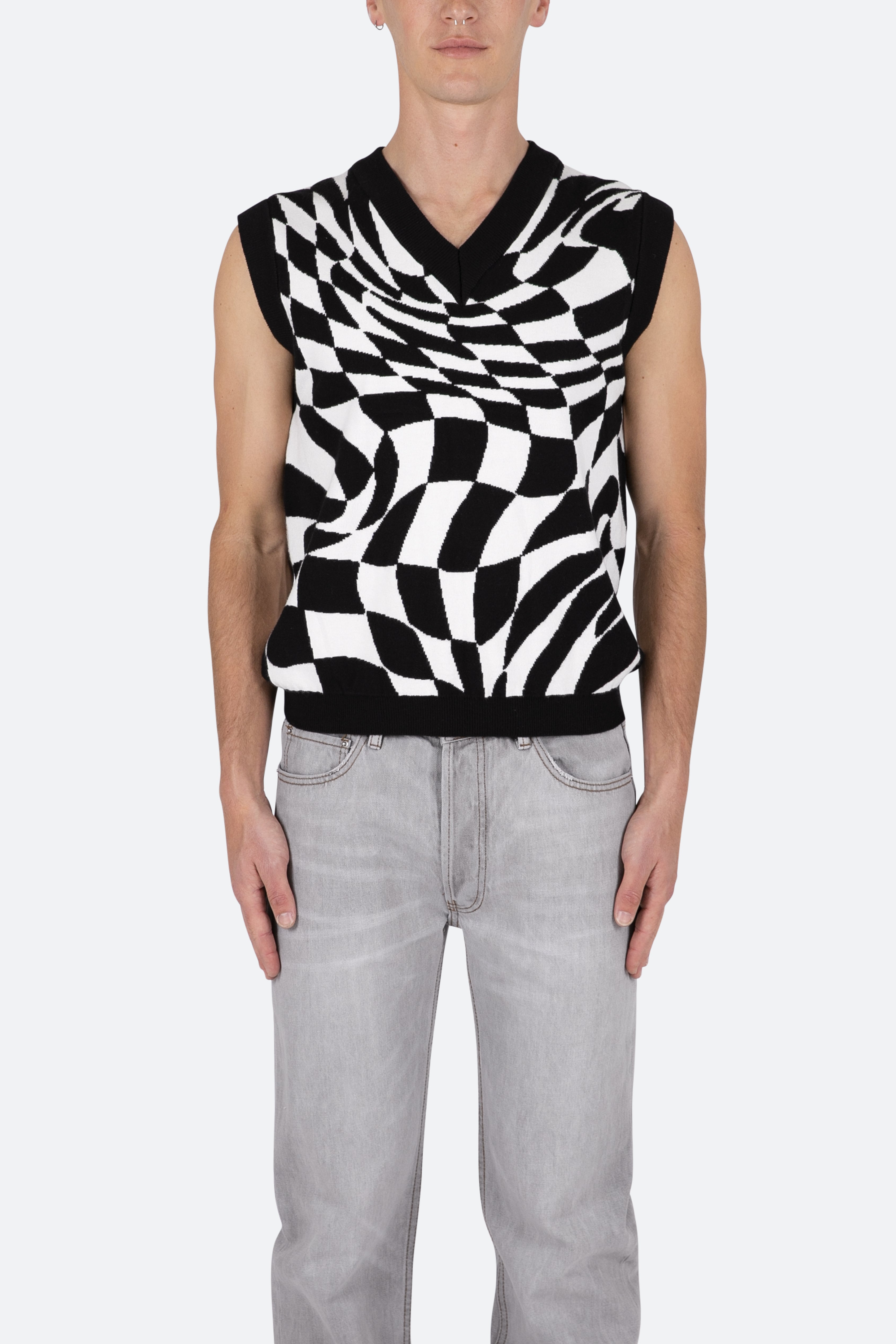 Warped Checker Vest - Black/White