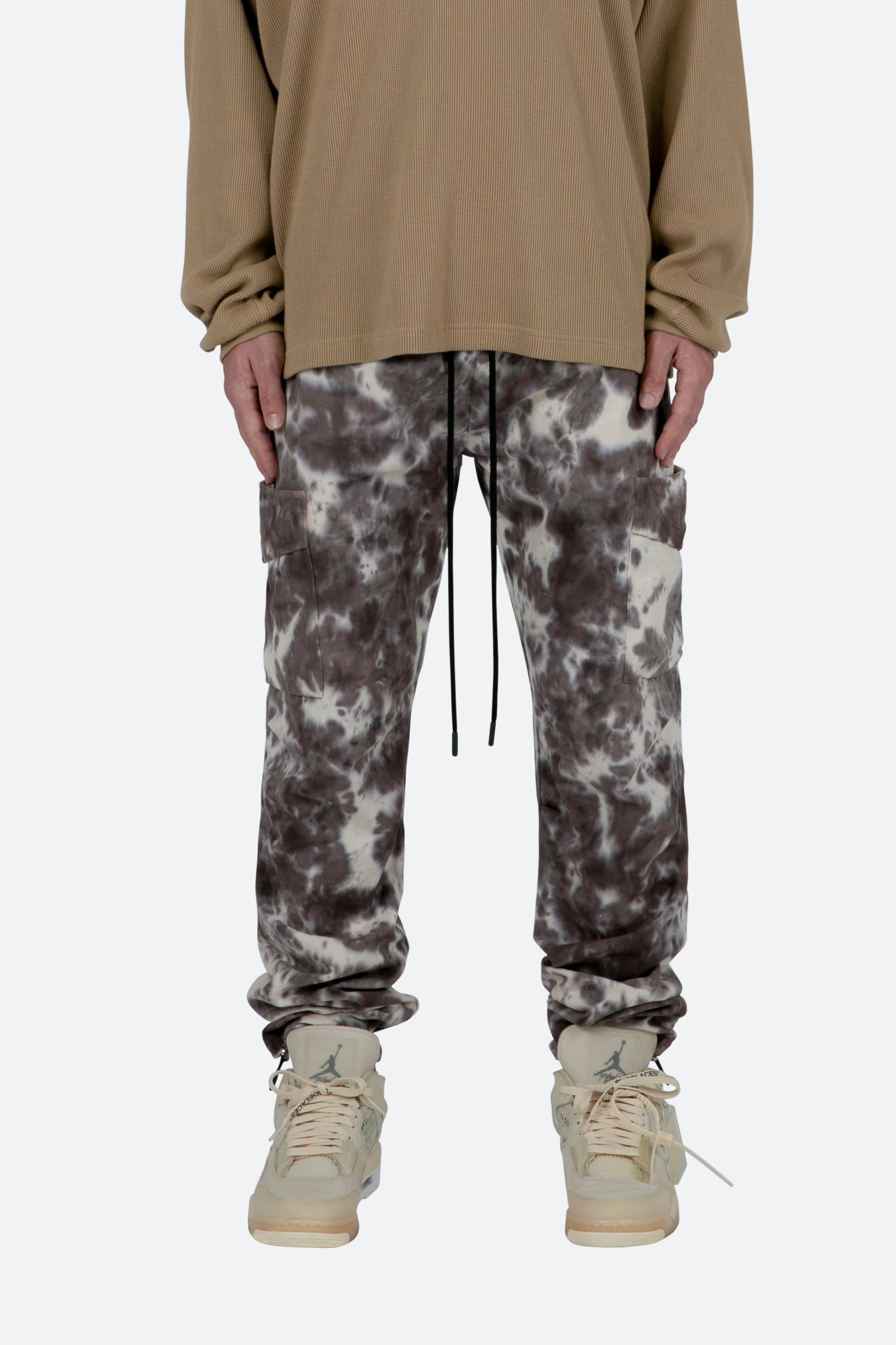 Washed Acid Cargo Pants - Black/Natural