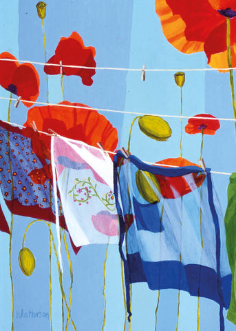 Colorful Clothesline art by Nancy Waterson