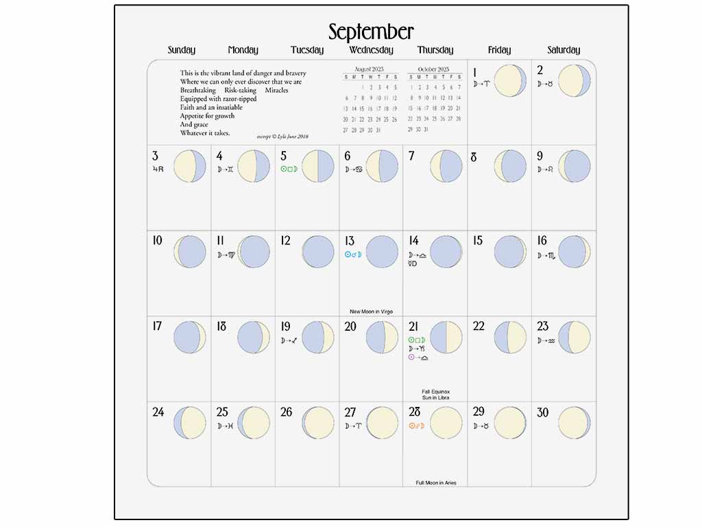 We'Moon on the Wall—Astrological and Moon Phase Calendar